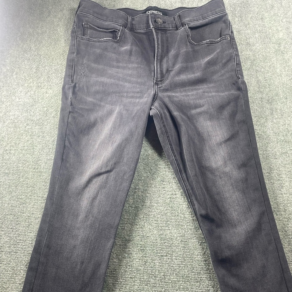 Express Women's Slim Straight Jeans in Washed‎ Black